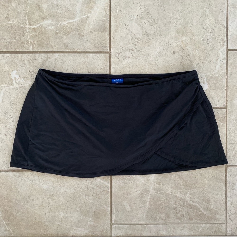 Apt. 9 Black Mini Wrap Front Swim Skort XL